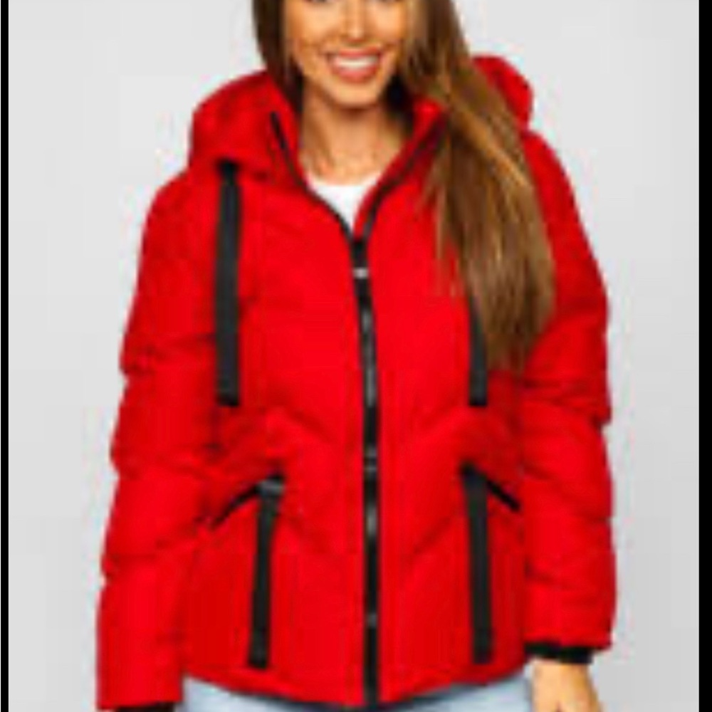NWT Saint And Sinners Women's Quilted Winter Puffer Jacket Red size M/L